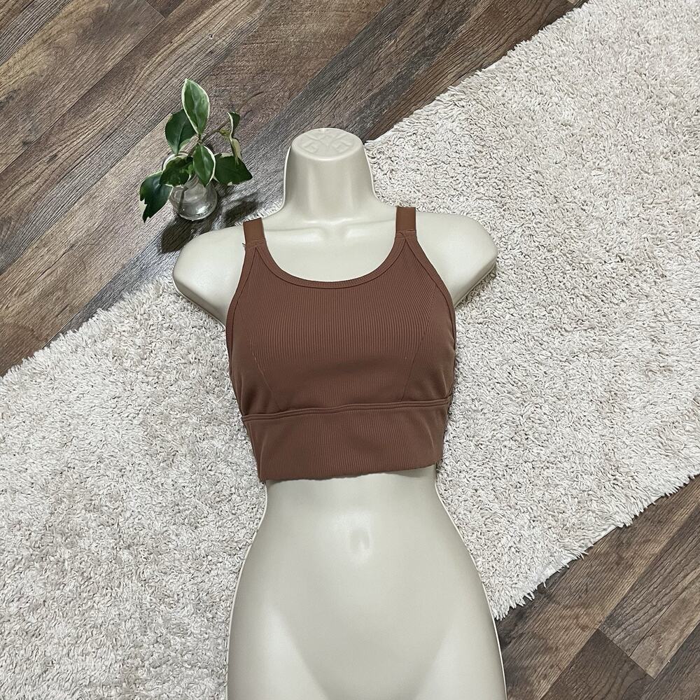 Offline by Aerie Small Brown Ribbed Most Support Wireless Cardio Sports Bra